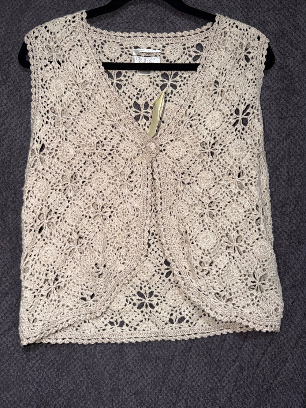 Christopher & Banks Hand Crochet Beige Knit Sleeveless Top NWT size S